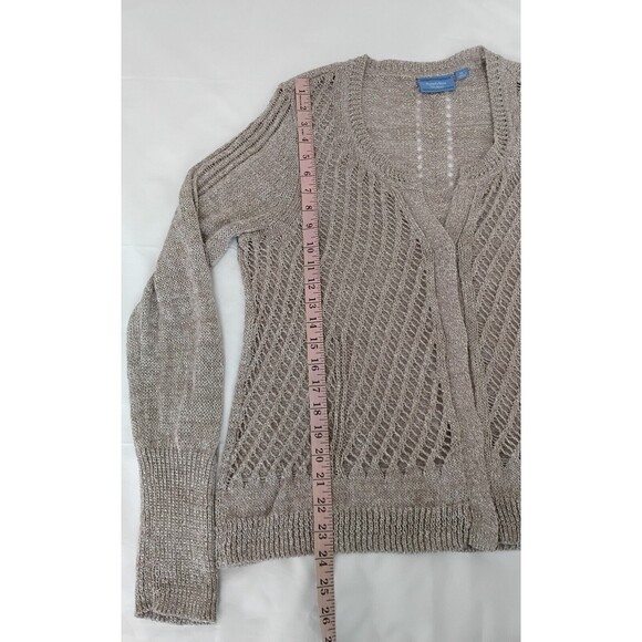 Simply Vera Wang Taupe Long Skeeve Knit Liene Cardigan Sweater Size XL - Picture 7 of 12